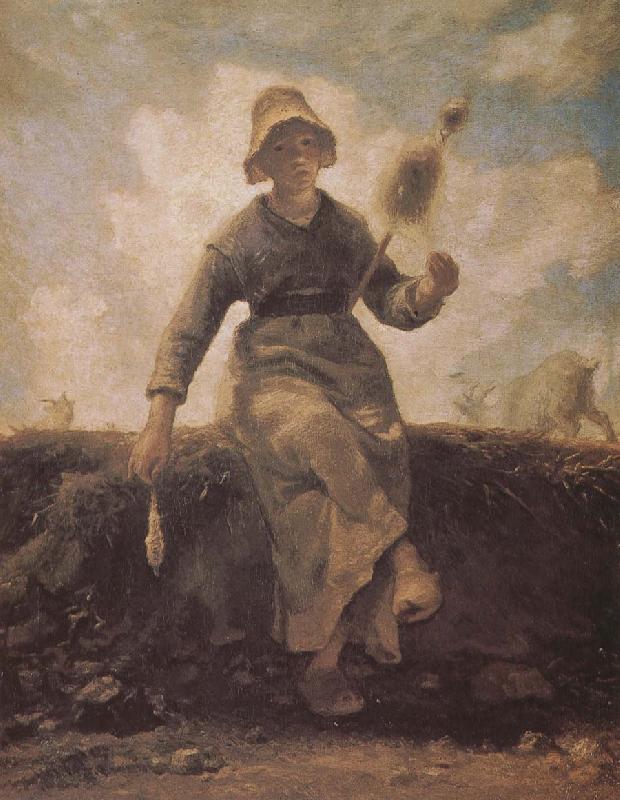 Jean Francois Millet The girl weave oil painting image